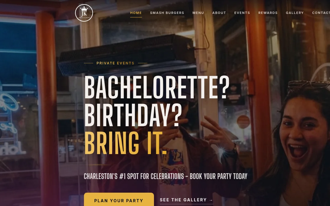 John King Grill website homepage built by GO Agency AI