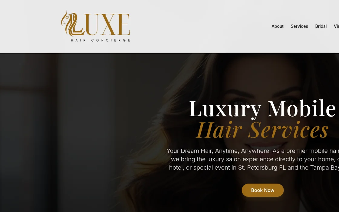 Luxe Hair Concierge website homepage built by GO Agency AI