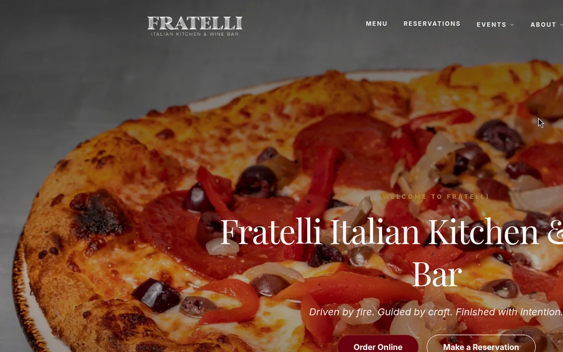Fratelli Italian Kitchen & Bar website homepage built by GO Agency AI