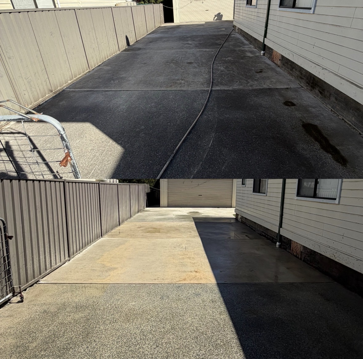 Before and after concrete clean