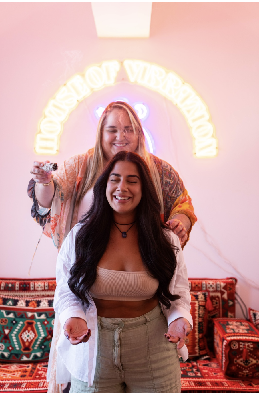 Natty guiding a client through an energetic experience