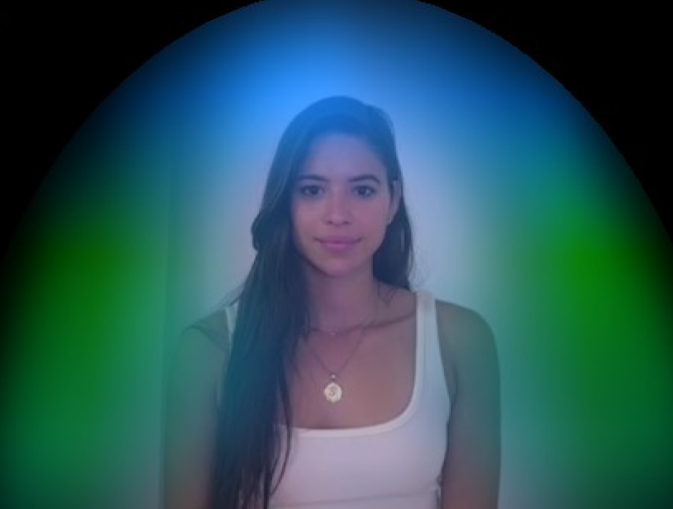 Aura portrait with blue and green colors