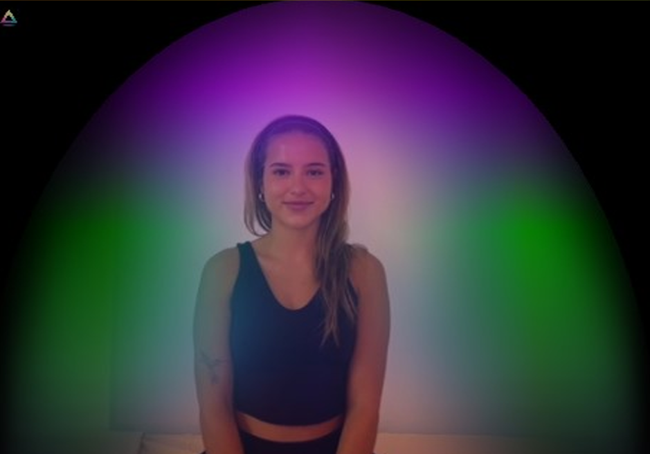 Aura portrait with violet and green colors