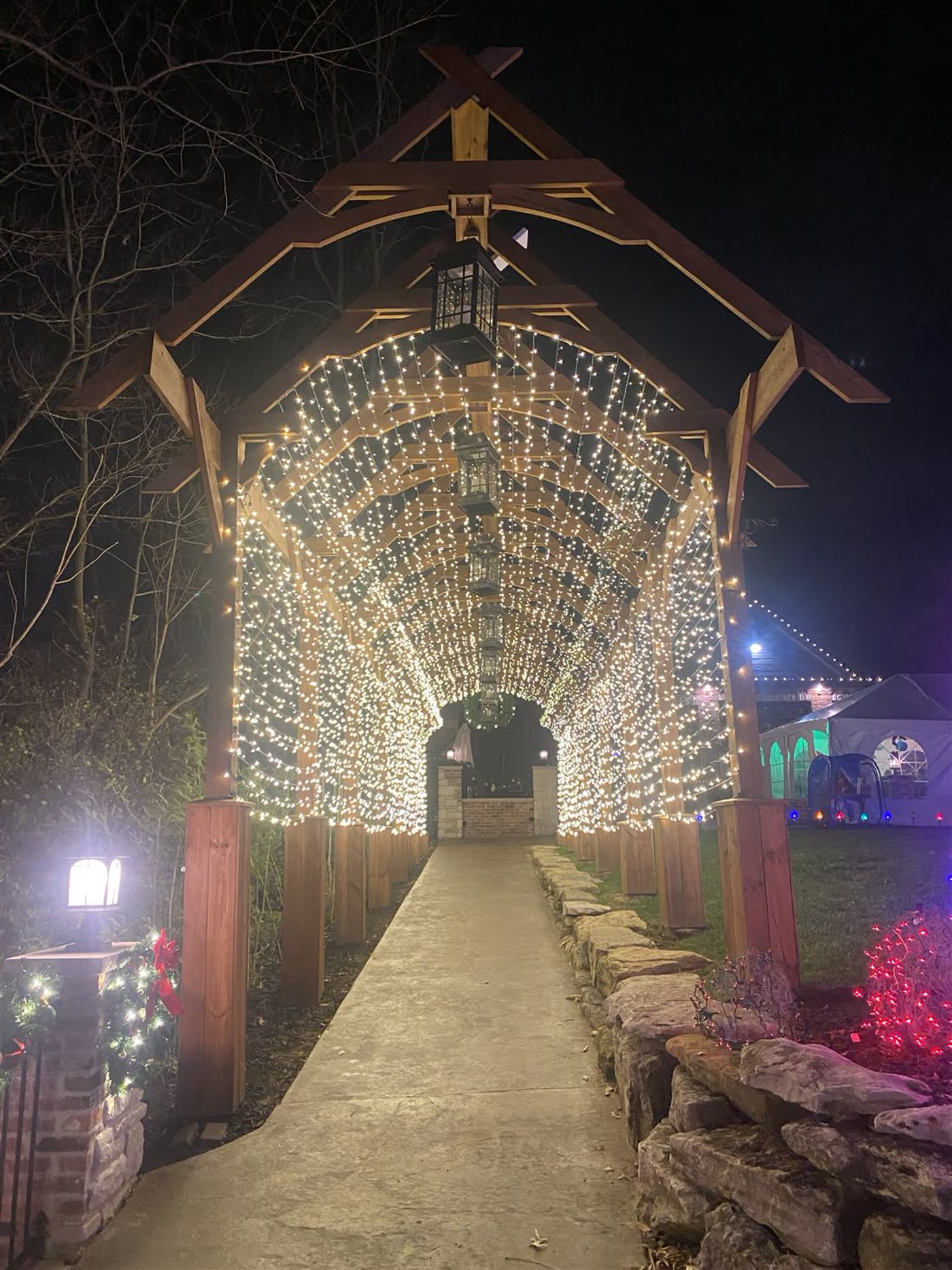 Warm white light tunnel installed by Maverick Lighting