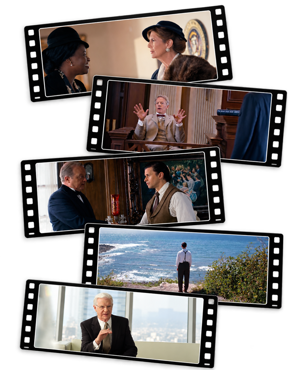 Think and Grow Rich movie moments in film-strip frames