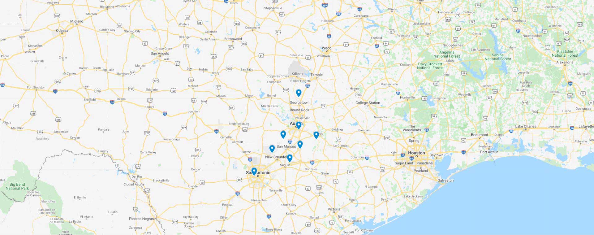 A1 Roof Care Service Areas - Central Texas
