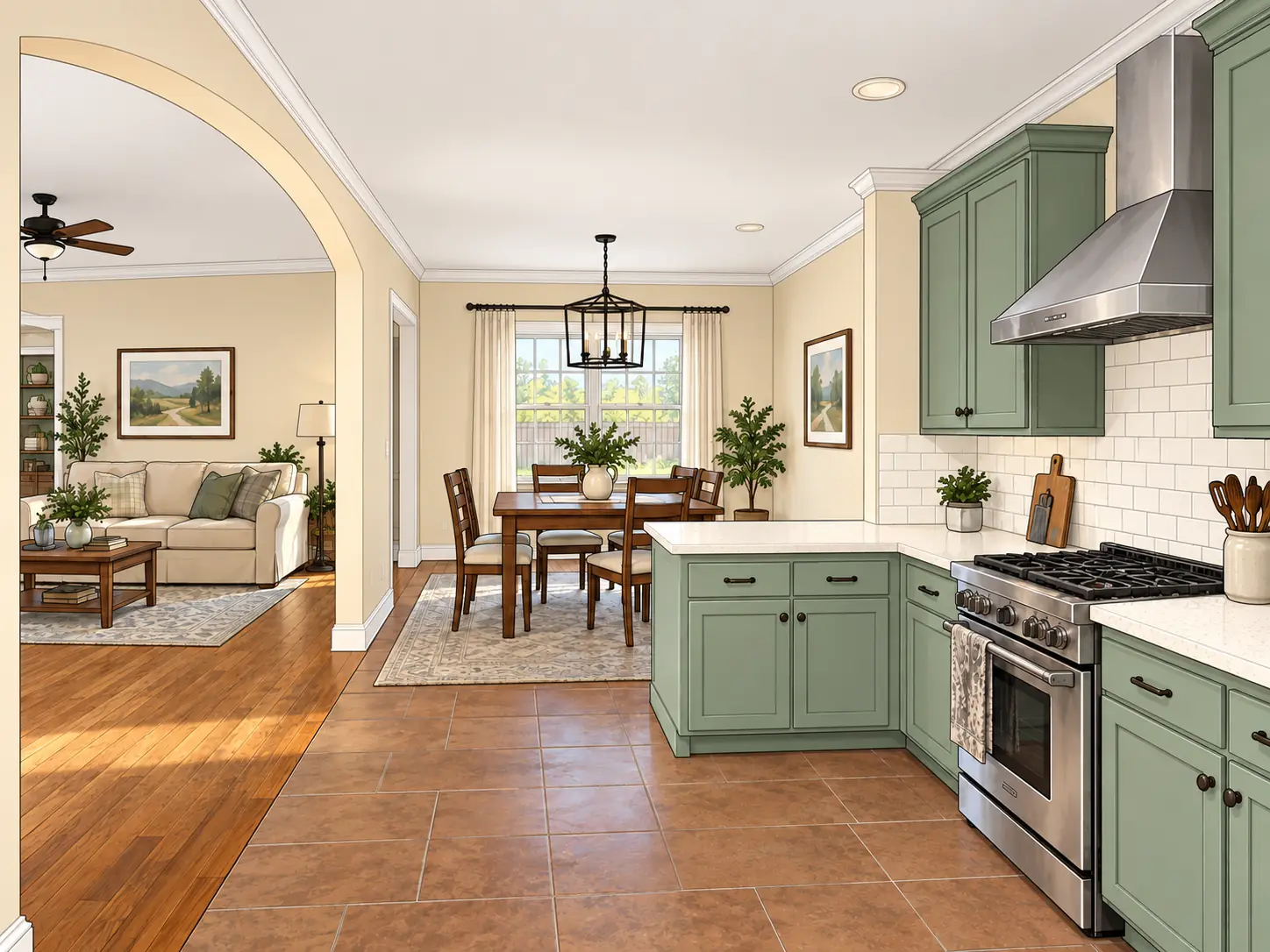 North Richland Hills kitchen after fire restoration: clean walls, ceiling and cabinetry
