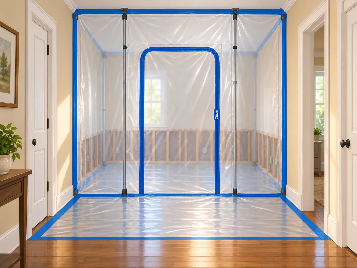 Sealed containment chamber with zipper door