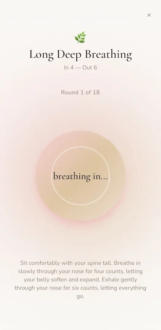 Angela's recorded voice guidance with ambient soundscapes, in English and Swedish.