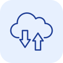 Cloud icon with arrows indicating data upload and download, representing MFIT Technology Solutions' cloud solutions and managed IT services.