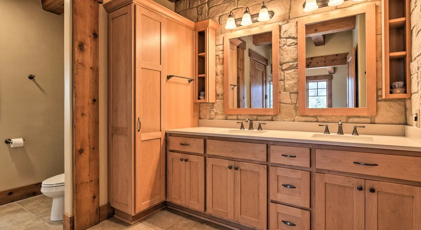 Bathroom vanity and storage cabinets