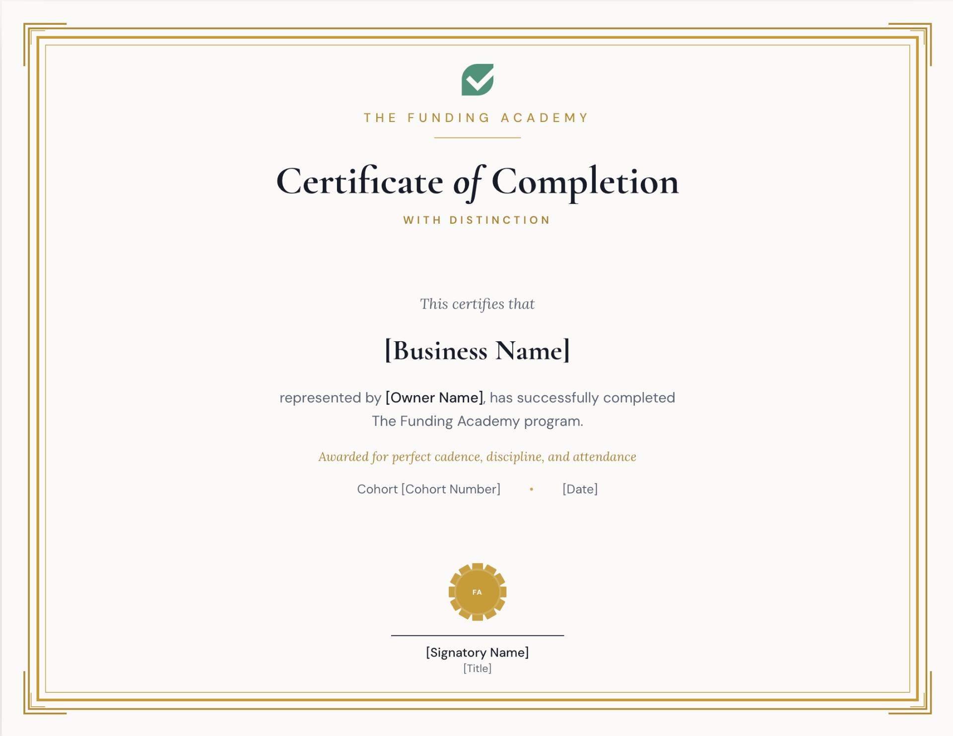 Funding Academy Certificate