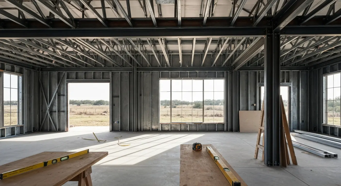 Barndominium steel frame construction