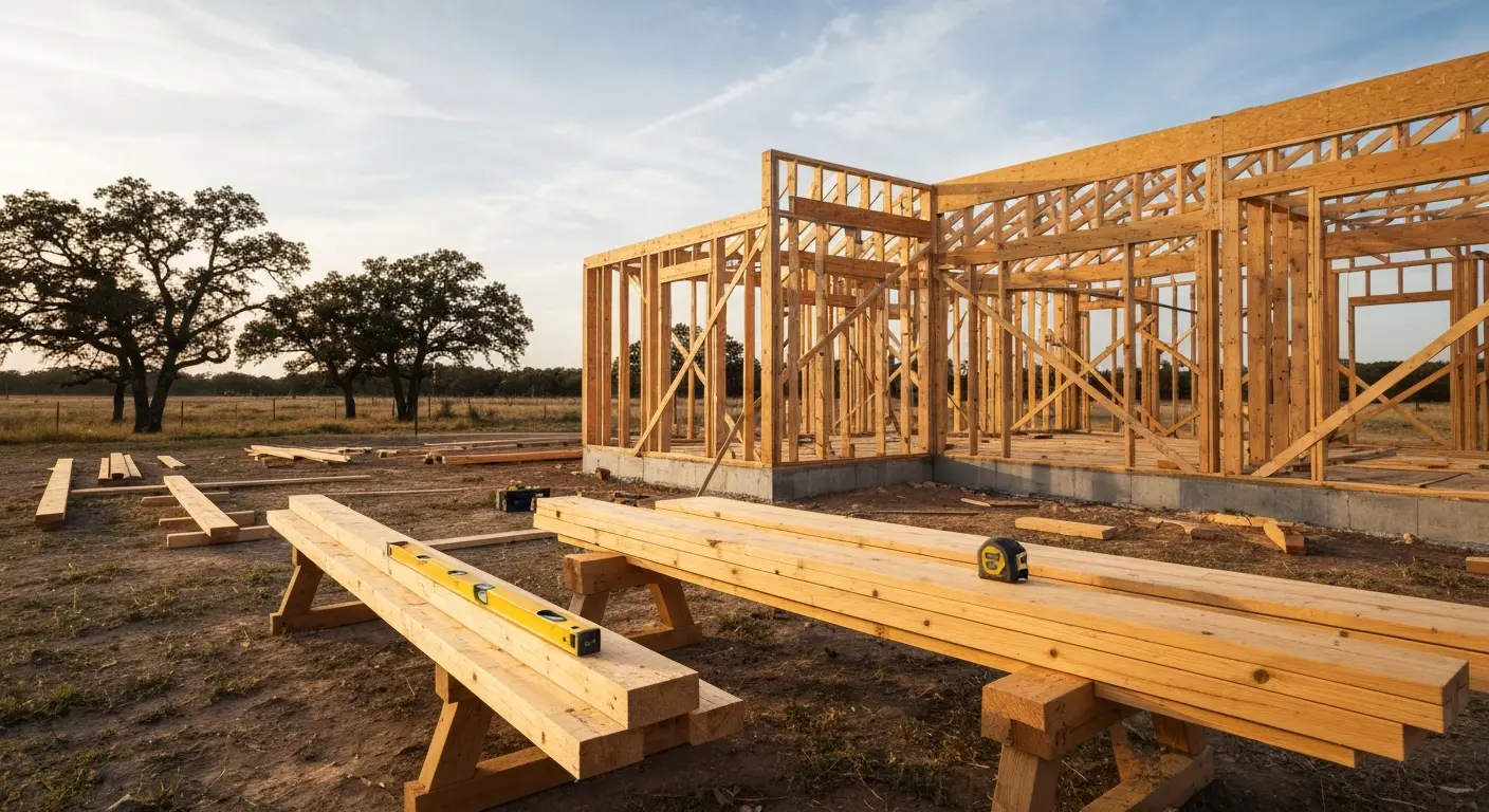 Custom home construction site in Whitesboro