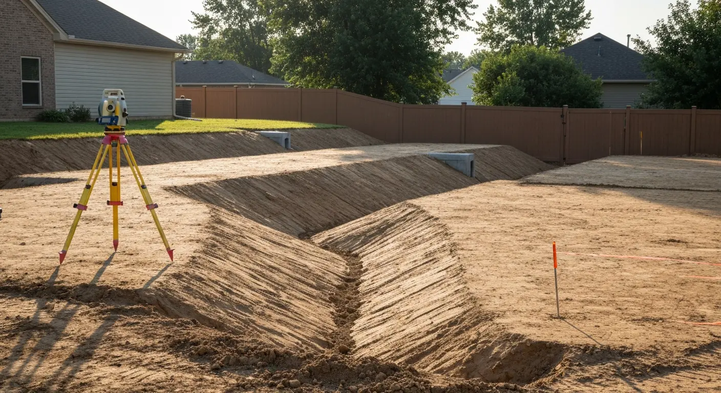 Drainage system on building pad