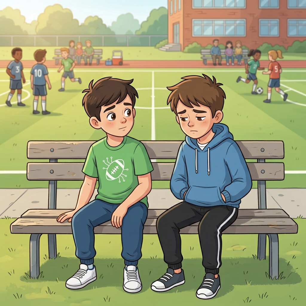 Szene aus der Geschichte mit Max und Linus