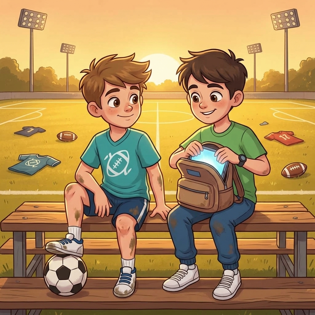 Szene aus der Geschichte mit Max und Linus