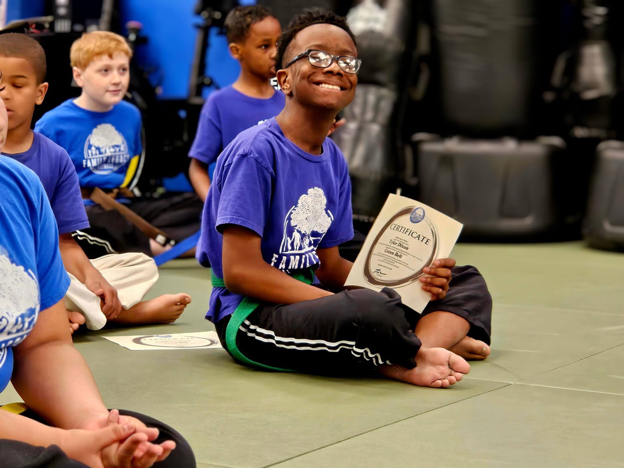 Child building confidence through martial arts