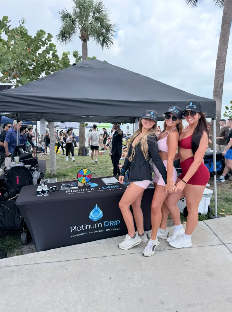 Platinum IV Drip team at a St. Petersburg waterfront wellness event