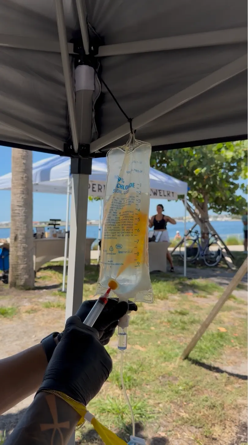 Platinum IV Drip professional preparing an IV bag