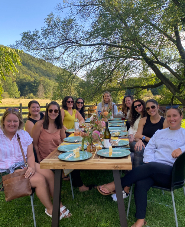 Retreat yoga session outdoors