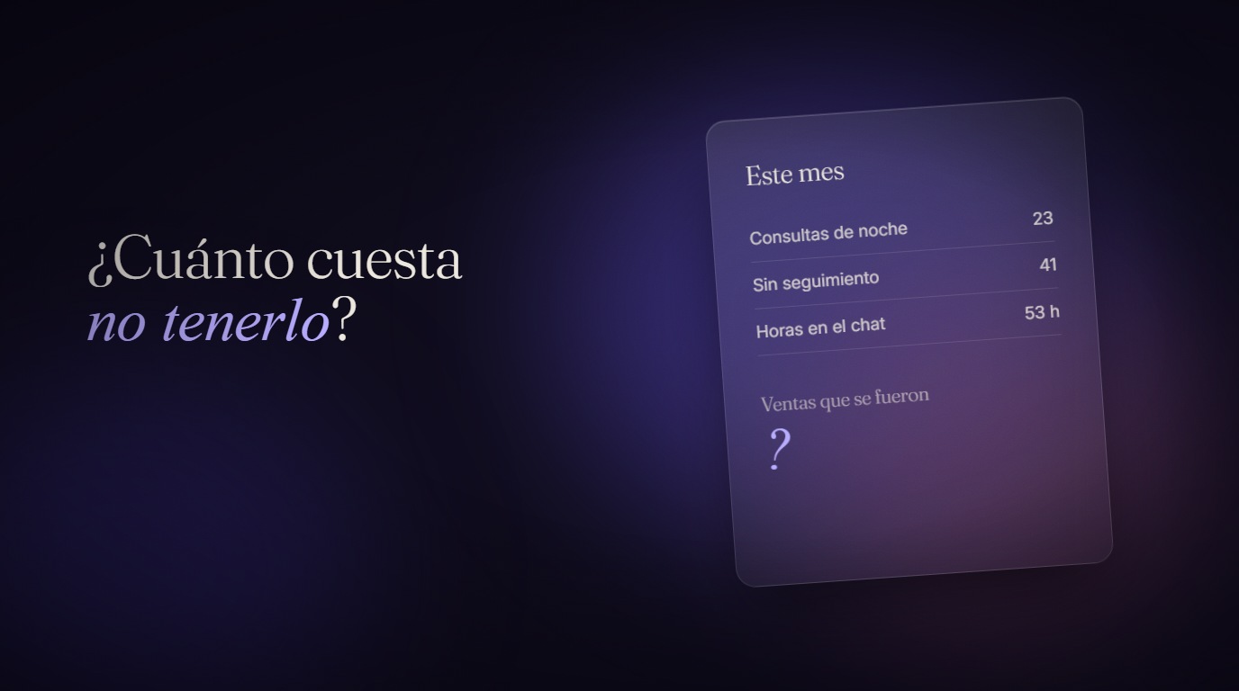 Tarjeta de vidrio con la cuenta del mes de un negocio: consultas de noche, seguimientos y horas en el chat