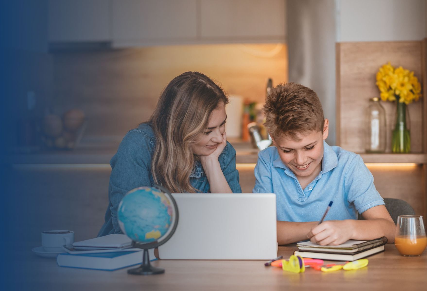 Mom learning with son