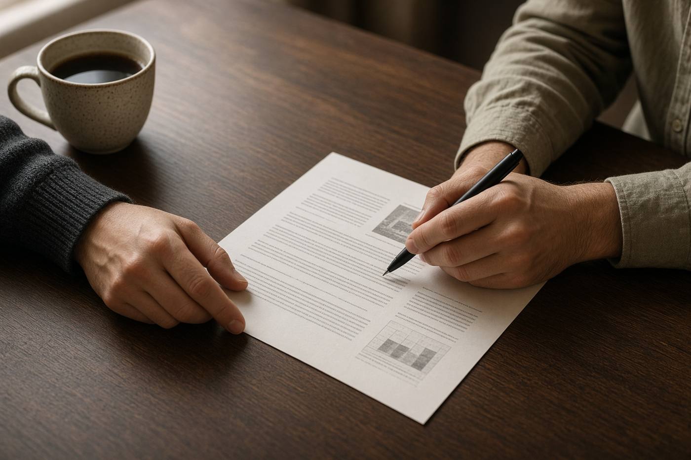 Hands reviewing a funding summary