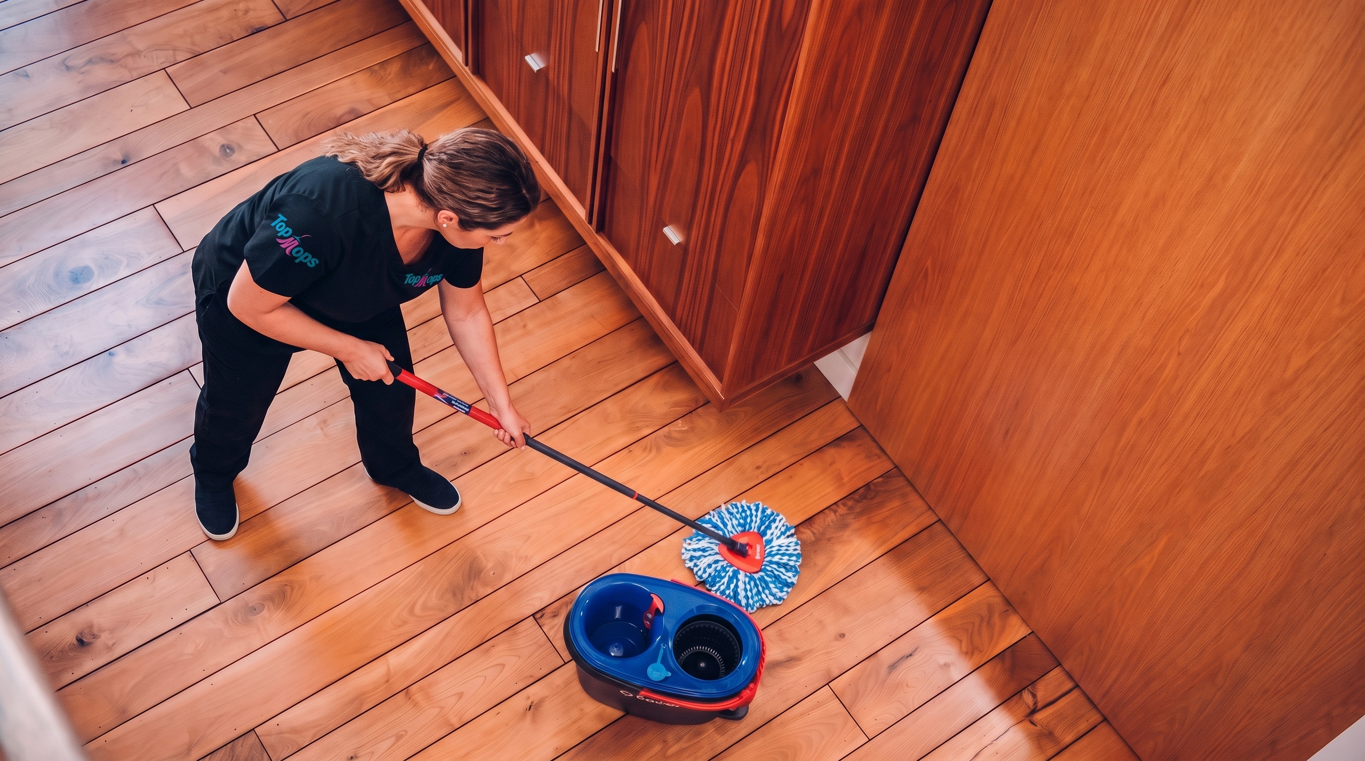 Top Mops Cleaning Service cleaning technician mopping a floor