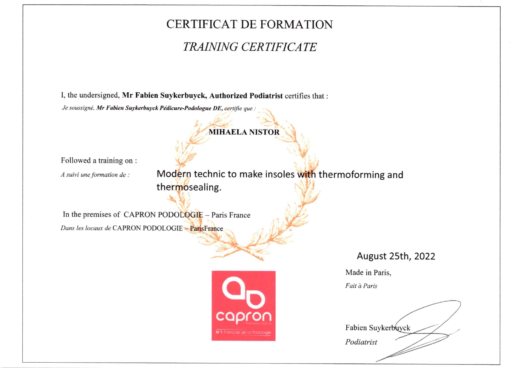 Formare specializată Europa