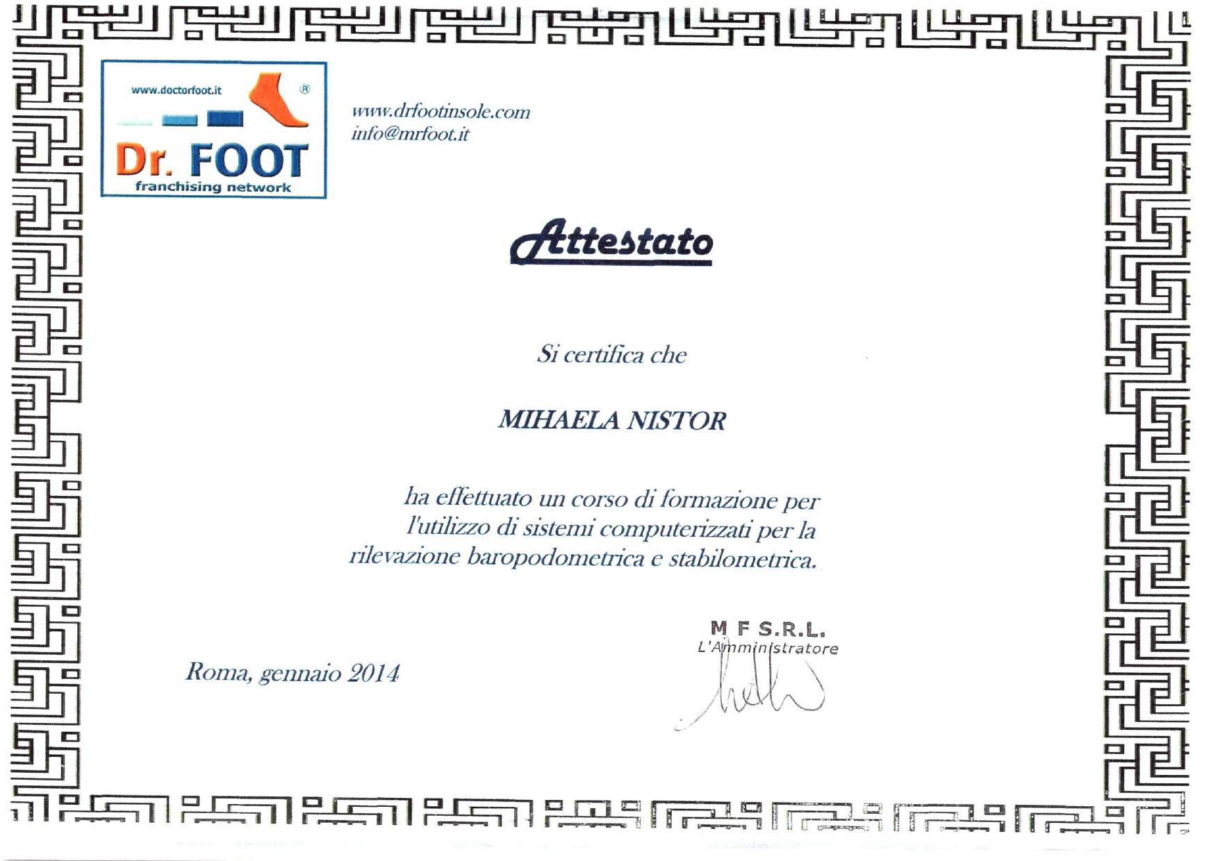 Diplomă specializare posturologie