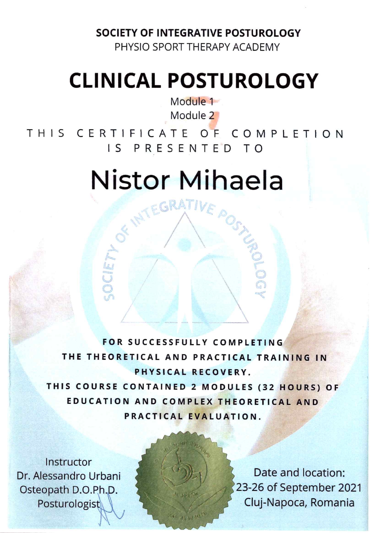 Certificare internațională Mihaela Nistor