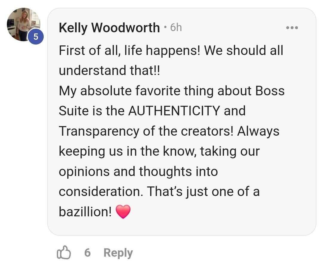 Featured testimonial from a Boss Suite member