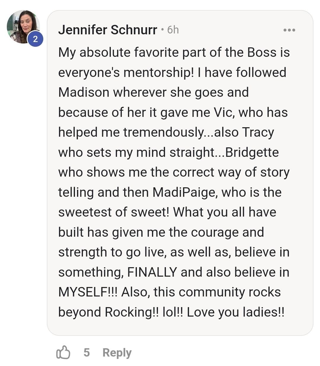 Real testimonial from a Boss Suite member (3)