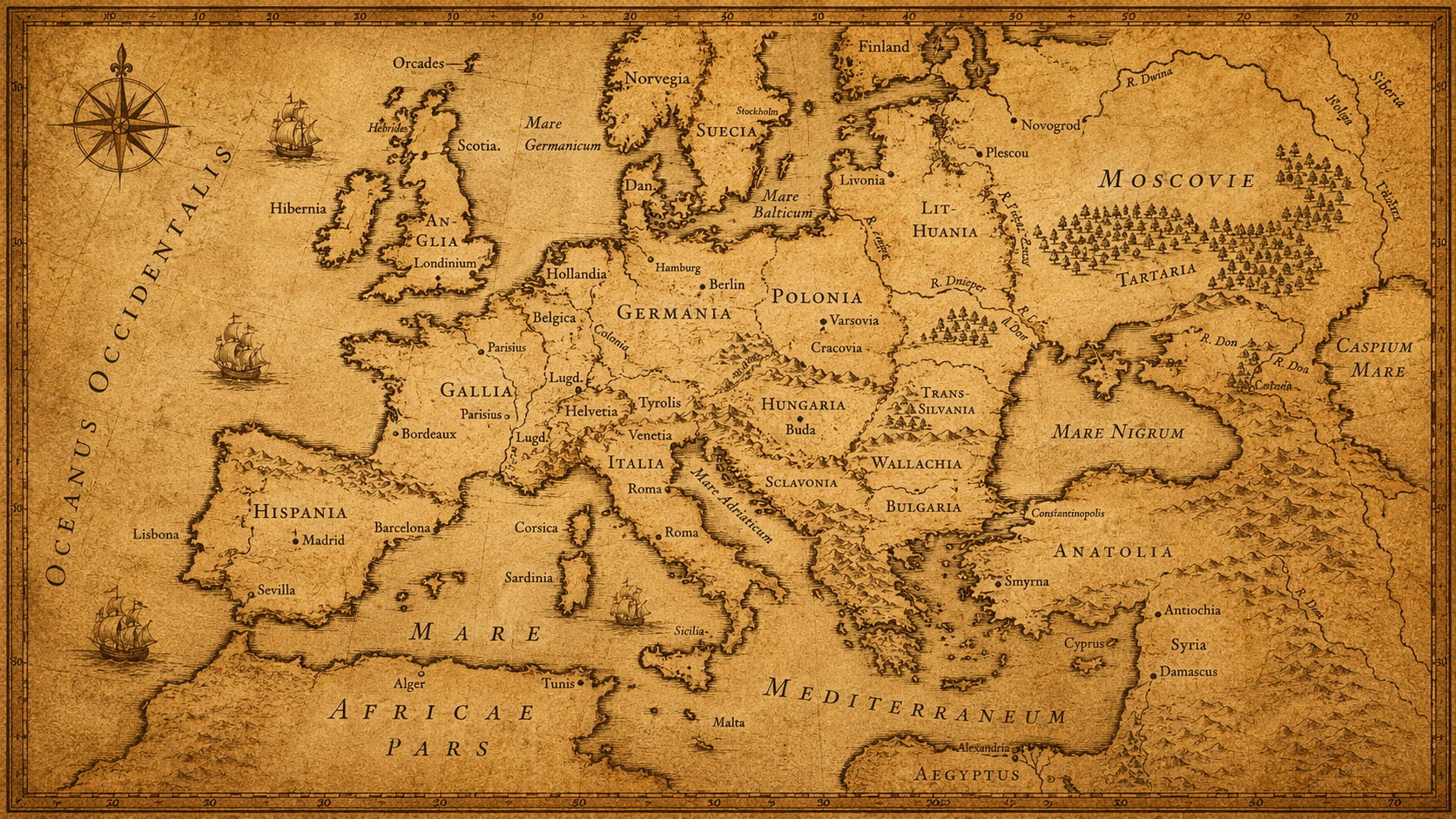 Antique map of Europe and the Mediterranean