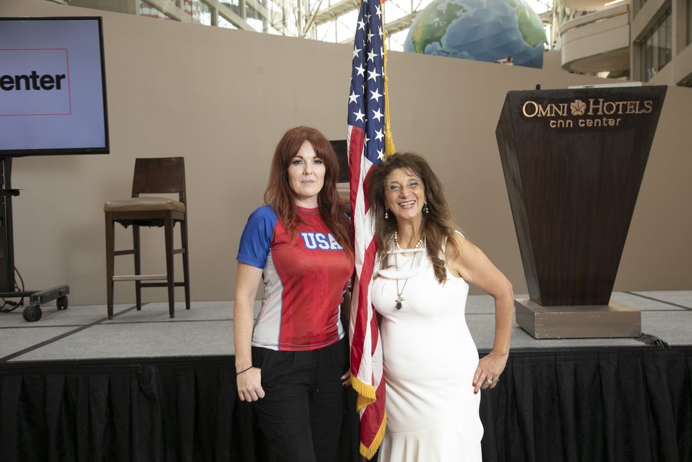 Dr. Dalal Akoury poses with Peggy Noonan at an industry event