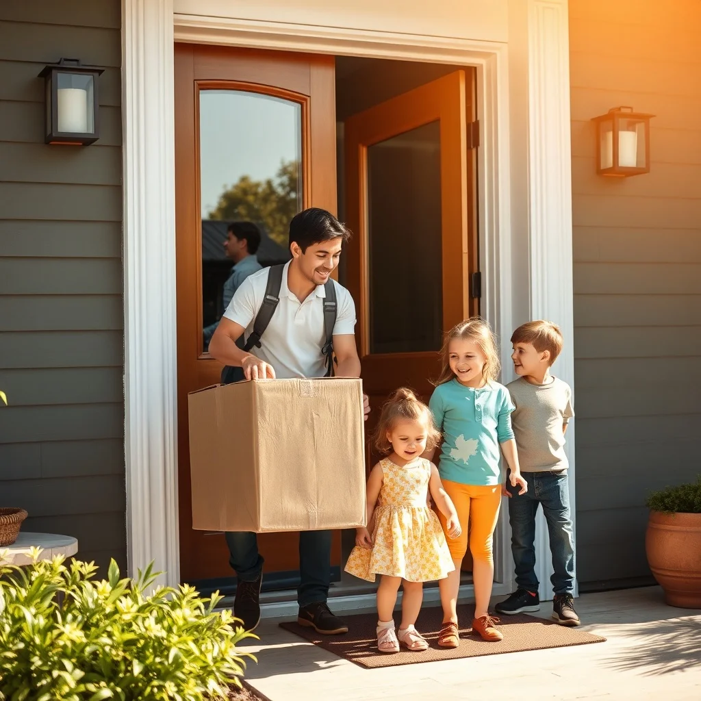 B&Z mover helping a customer at their front door