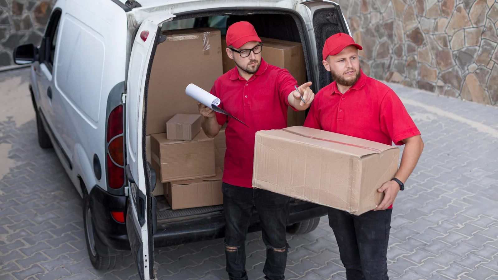 B&Z movers preparing items for shipping
