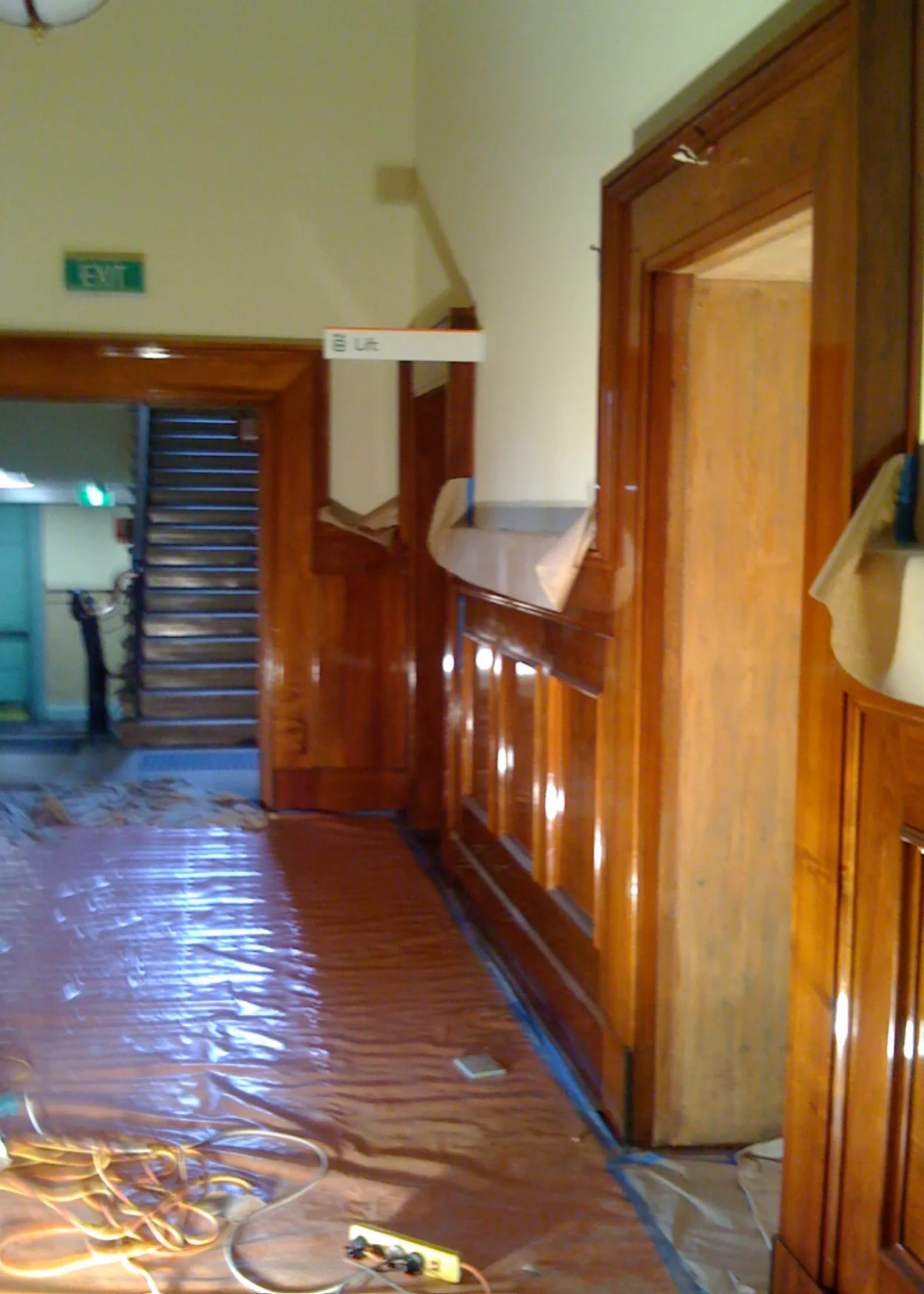 Heritage staircase and timber hallway, South Melbourne Town Hall