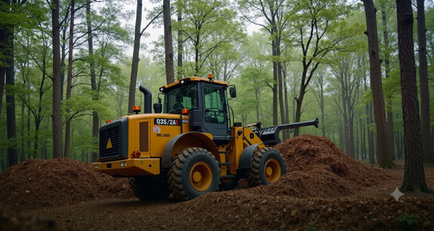 Land clearing equipment working on a wooded property