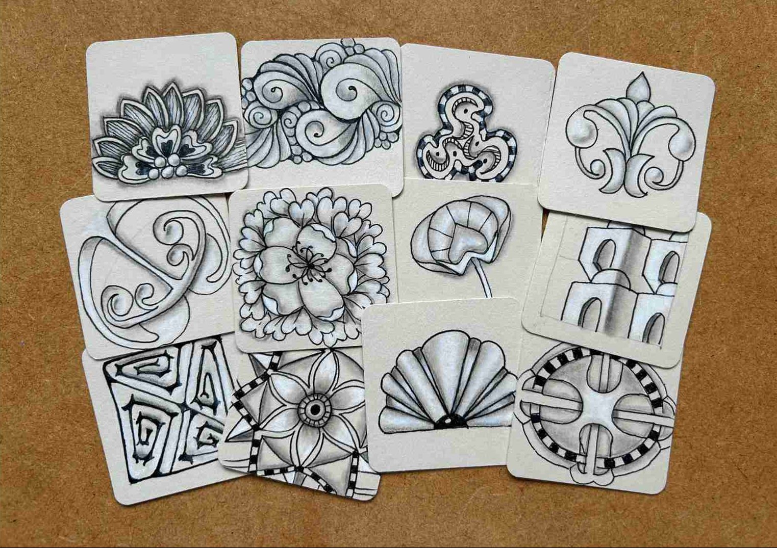 Some tangles created by Lisa Crow, a Certified Zentangle® Teacher, for the Inktober Tangles 2024 challenge Some tangles created by Lisa Crow, a Certified Zentangle® Teacher, for the Inktober Tangles 2024 challenge