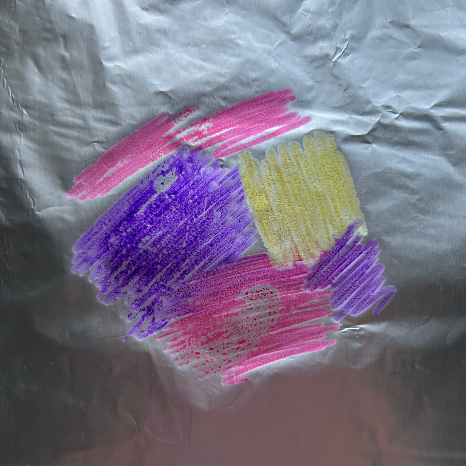 A set of supplies ready to prepare a tile for map tangling by Lisa Crow CZT. This technique requires the use of felt-tip pens, of which there are three colours - yellow, pink and purple.