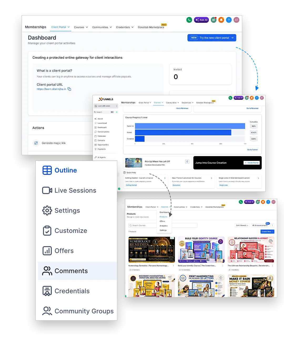 Courses & Memberships Dashboard