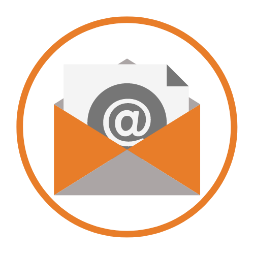 icon pour email marketing en gris et orange