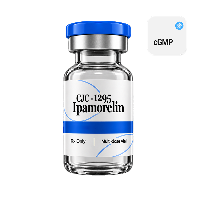 CJC-1295 vial with a brand blue cap