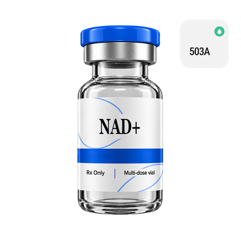 NAD+ vial with a brand blue cap