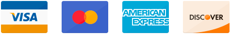 Accepted payment methods: Visa, Mastercard, American Express, and Discover.