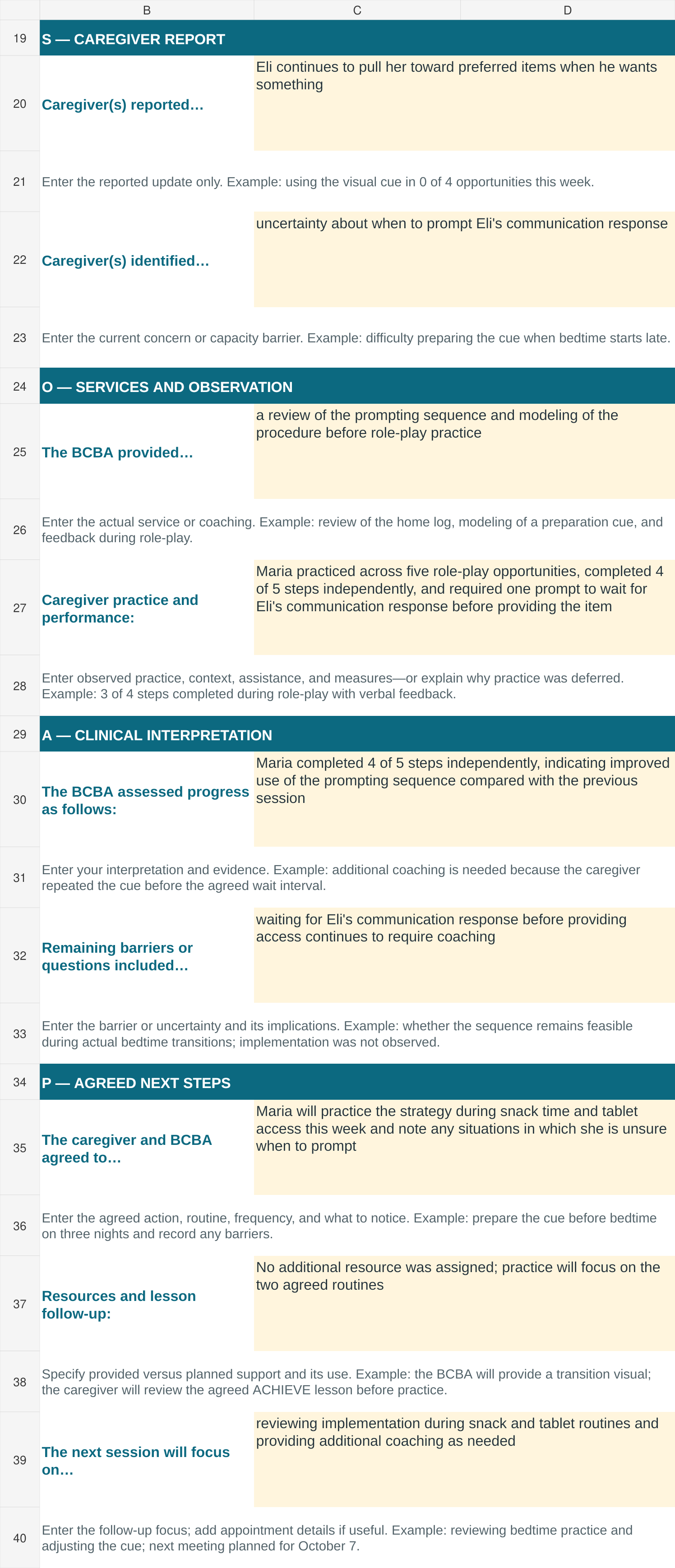 Example Parent Training SOAP Note