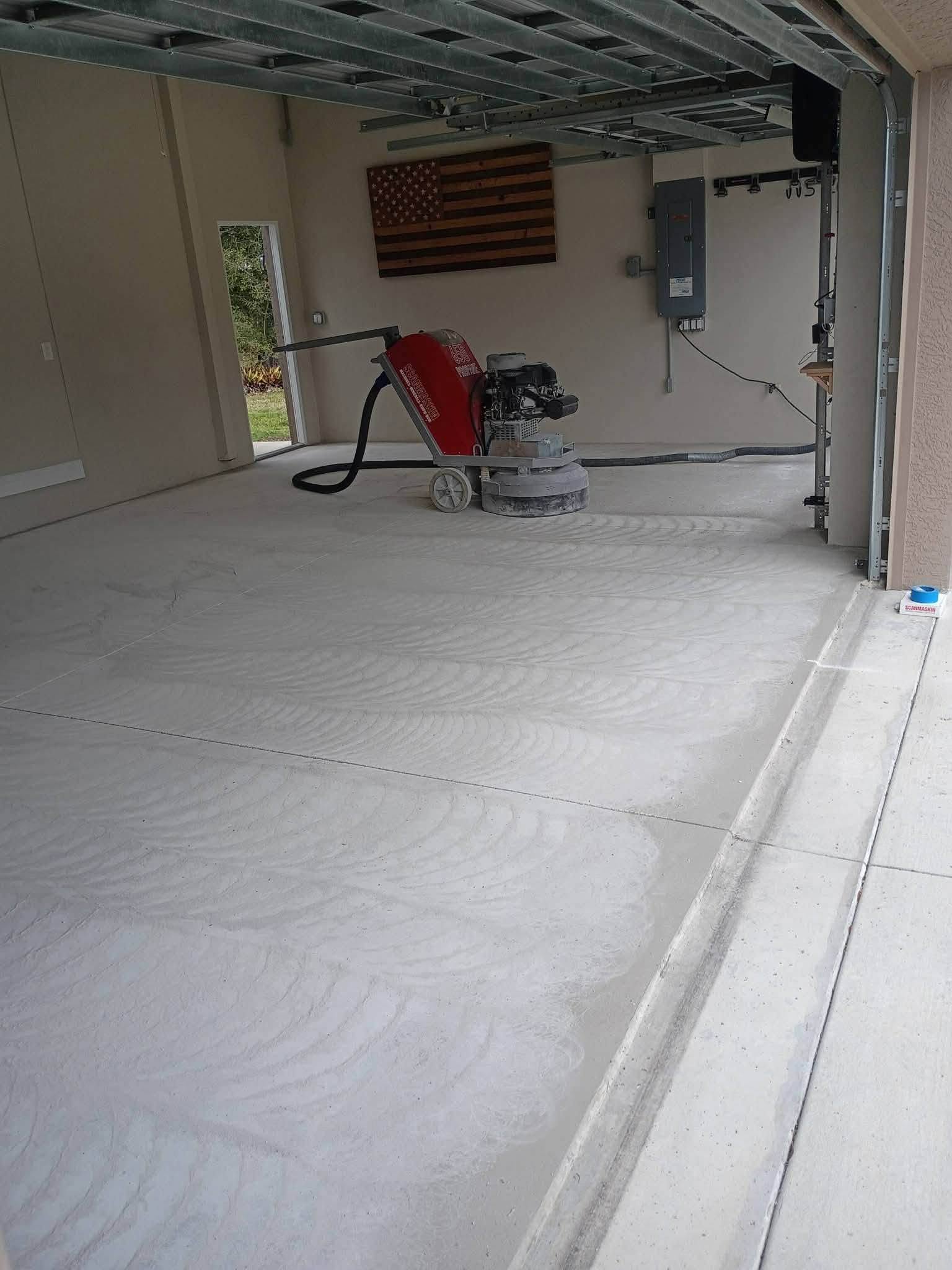 Grind and seal concrete floor with exposed aggregate and clear sealer in Port Charlotte, FL