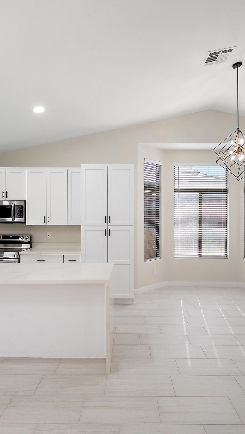 Modern white kitchen remodel with island Mesa AZ